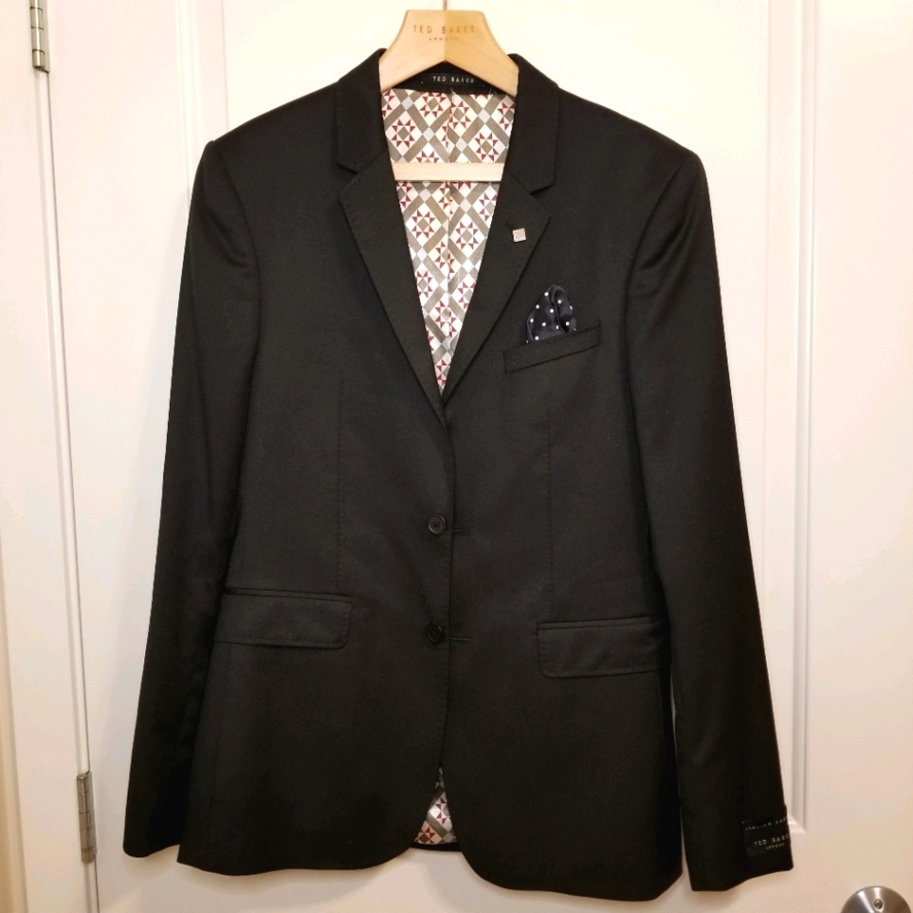 Ted Baker Debonair Wool Suit Black Jacket